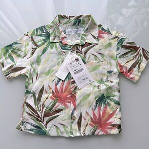 Zara Kids Leaf print shirt Sz 12- 18 Months